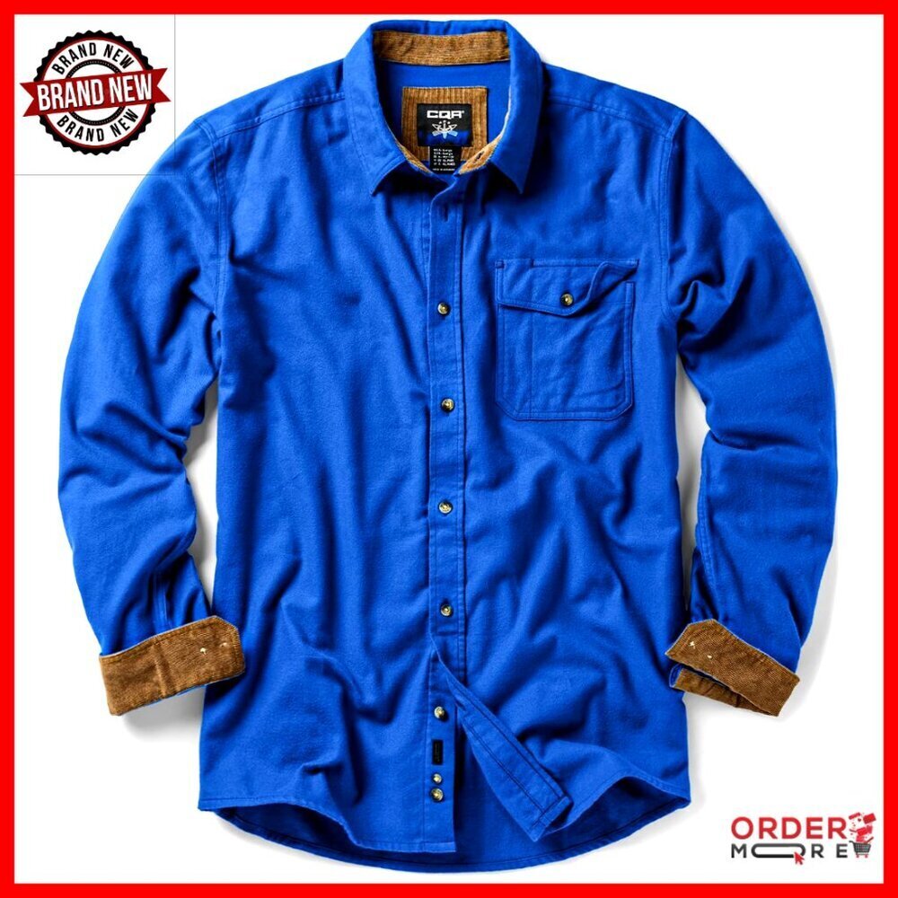 Men's Regular Fit Long Sleeve Button Down Flannel Shirt 100% Cotton Plaid